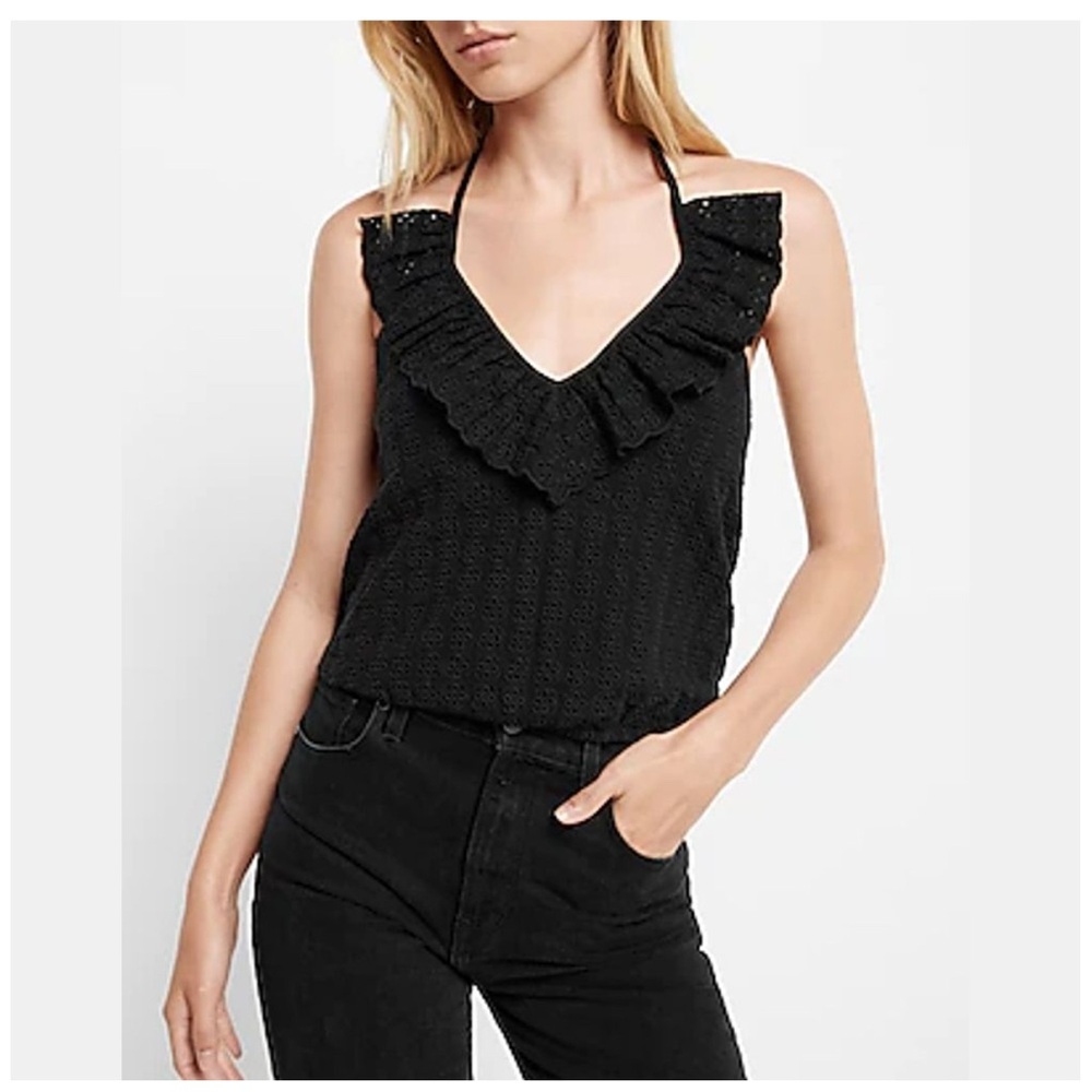 Express Black Eyelet Halter Top